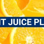 Banner reading 'Fruit Juice Plant' over a splash of sliced oranges