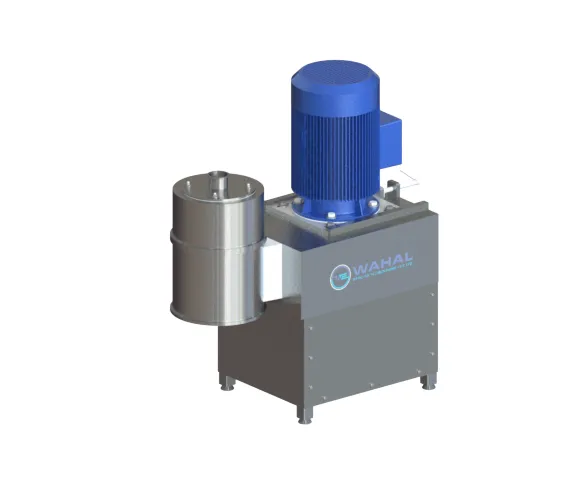 Wahal multiprocessor with vertical blue motor on a stainless steel cabinet and side-mounted vessel