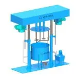 Wahal triple shaft disperser with raised head, mixing vessel and hydraulic power pack, 3D render