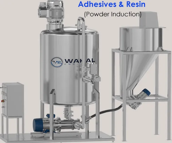 Wahal powder induction system for adhesives and resins: tank, powder hopper and inline mixer