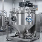 Wahal vertical ribbon blender with conical bottom, sight glass and top-mounted gear motor